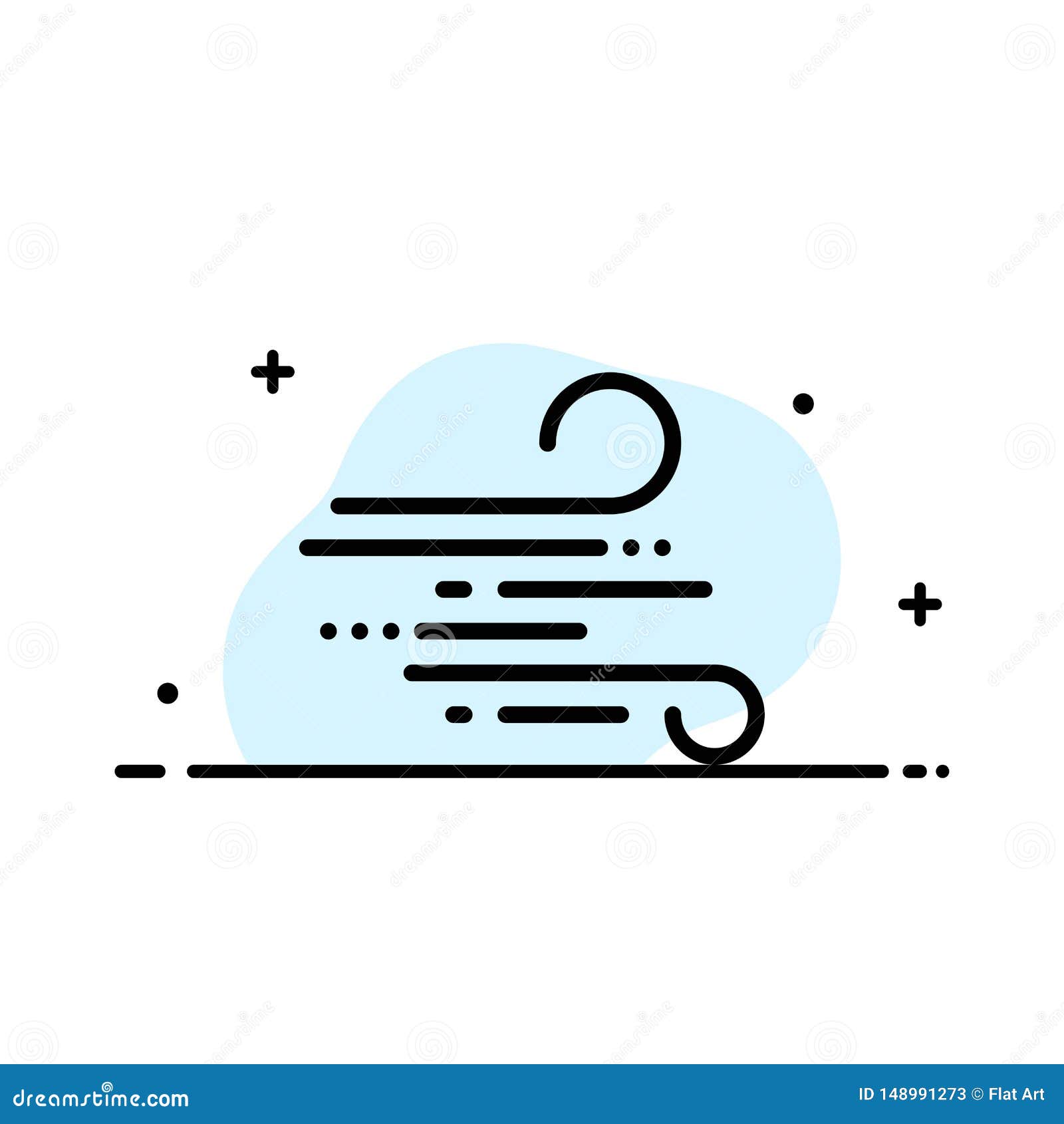 Blow, Weather, Wind, Spring Business Flat Line Filled Icon Vector