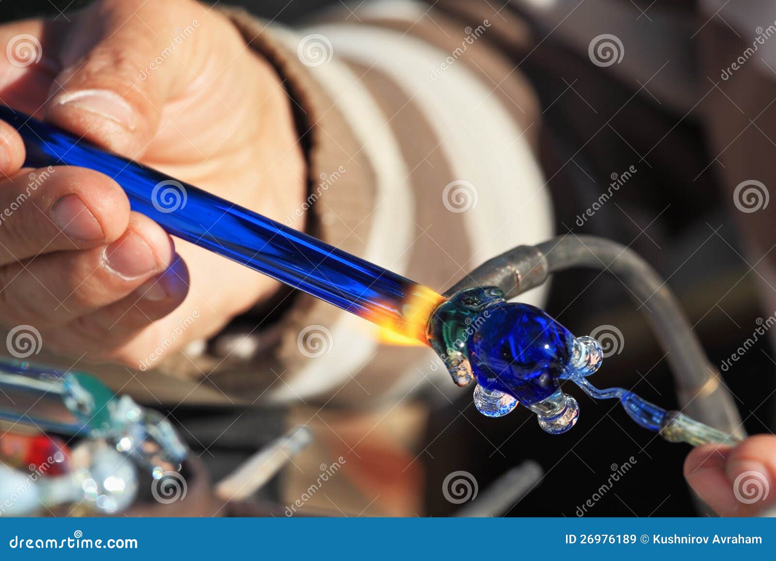 The Blower Produces from Color Glass Stock Image Image of manual