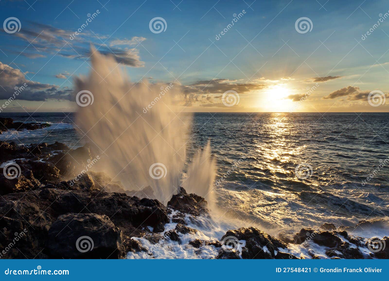 blowhole on rocky coastline