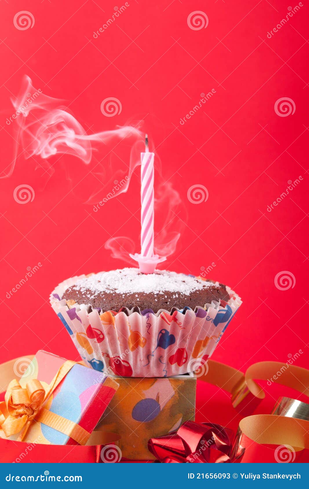 Blowing Out Birthday Candle Stock Image Image of present, decor 21656093