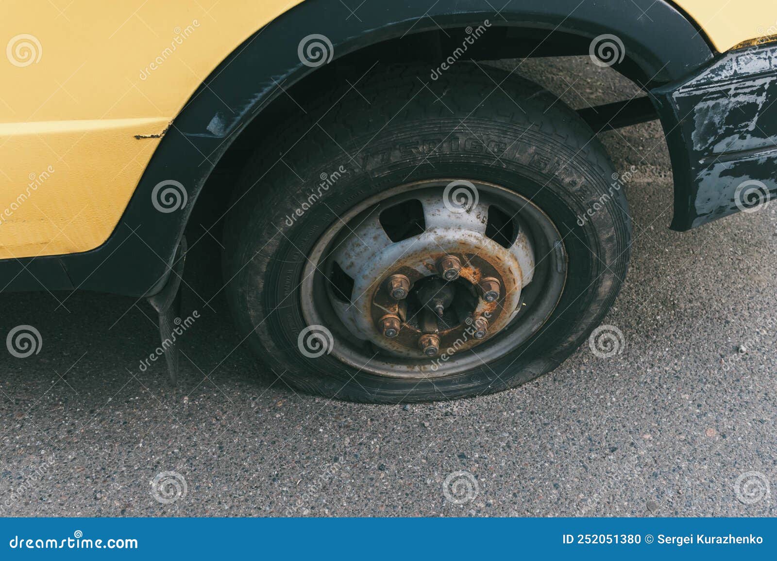Blown Car Wheel. Wheel Repair Stock Photo Image of danger, wheel