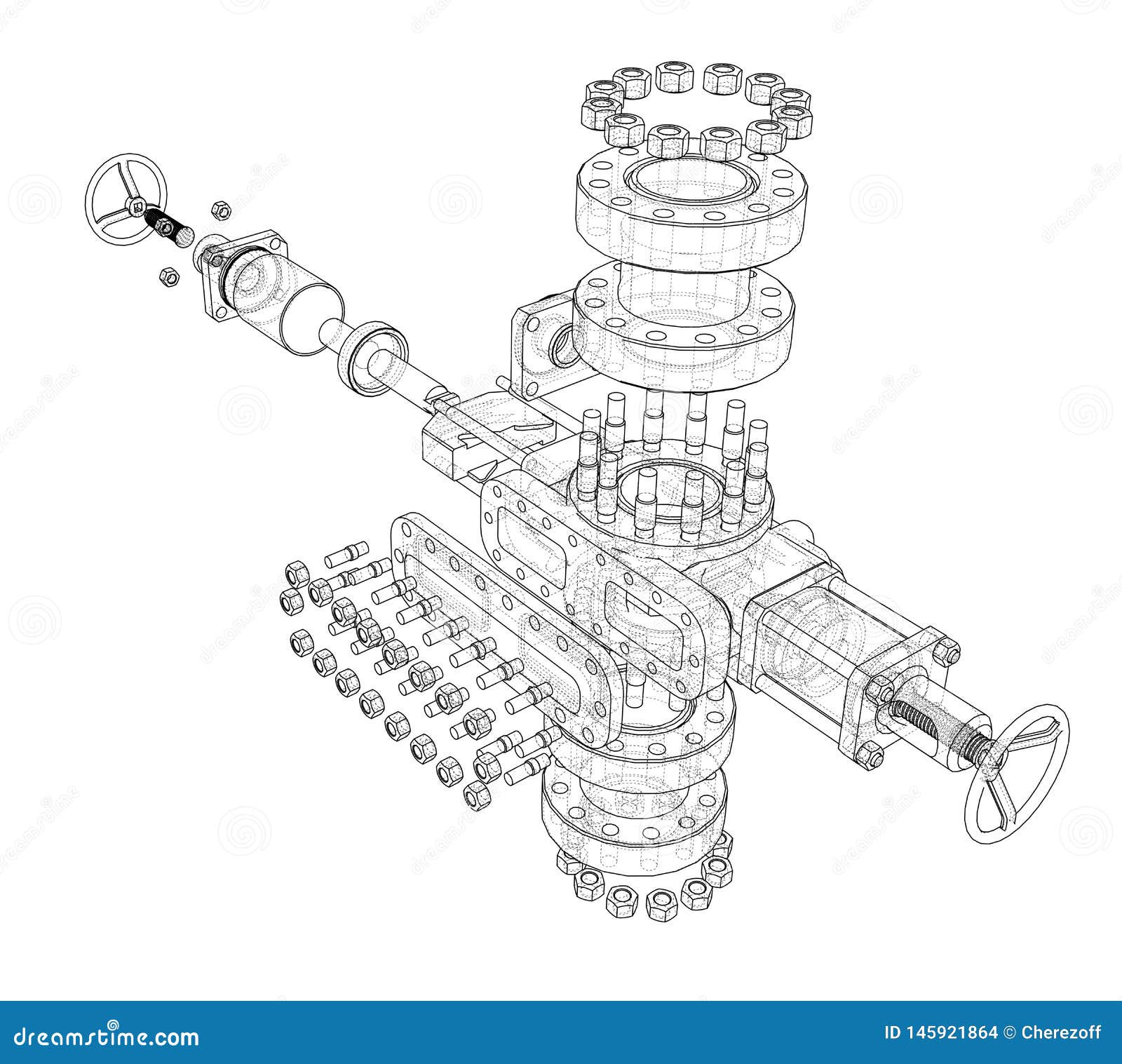 blowout preventer.  rendering of 3d