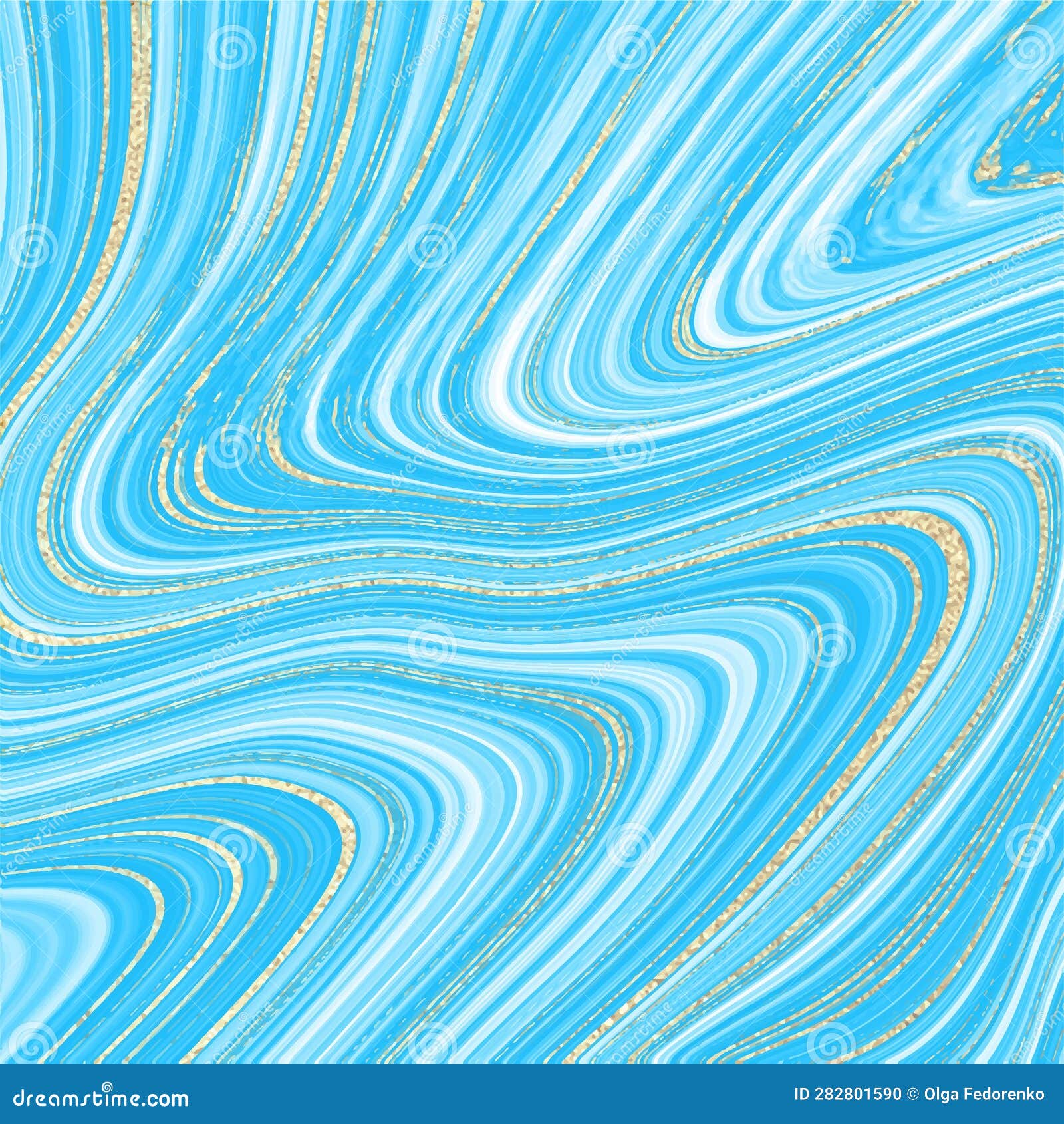 Liquid Blue Marble Abstract Painting Design Background with Gold Splash