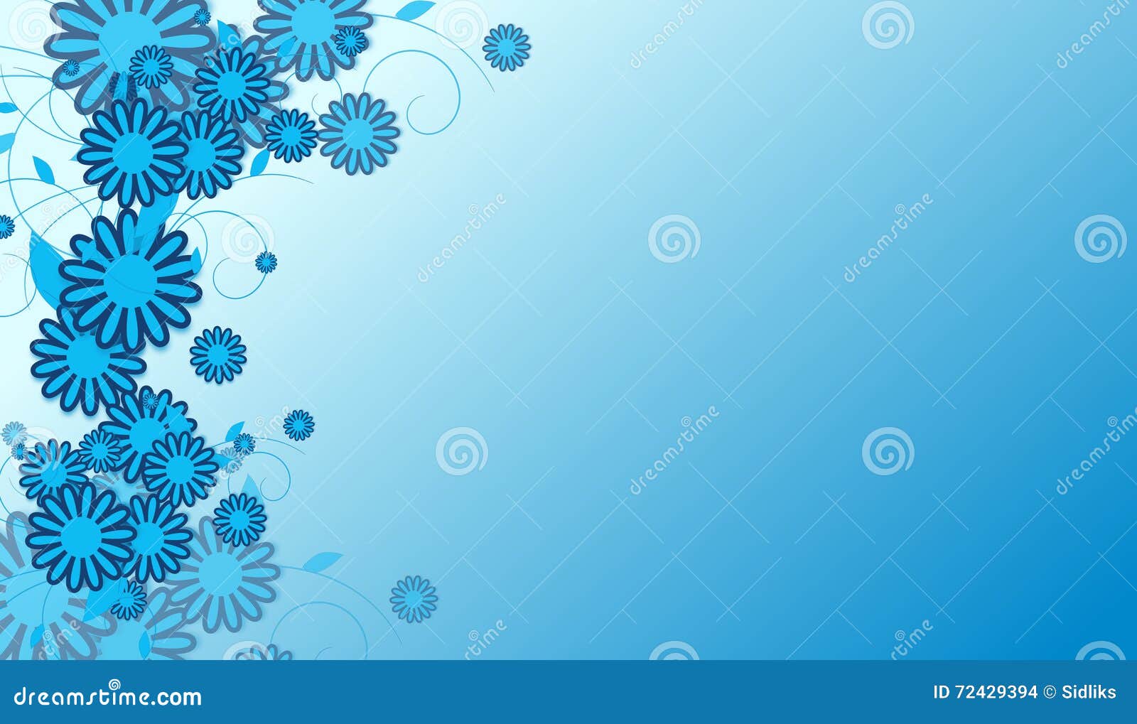 Blue Abstract Background with Flowers Stock Illustration - Illustration