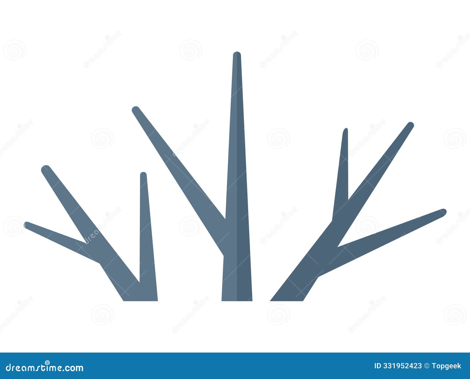 blue abstract branches or coral, sharp angles, stylized ,  on white background, nature motif