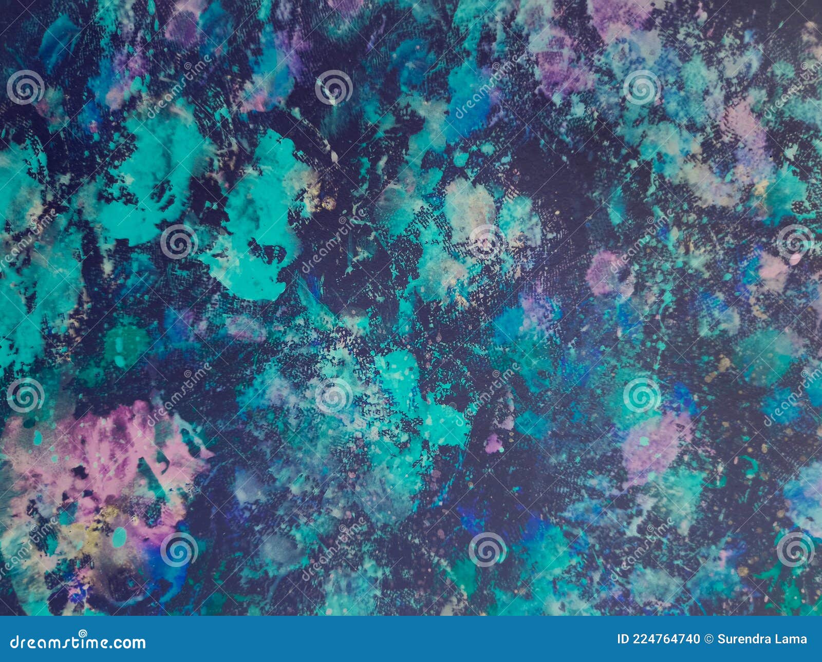 Blue Abstract Flow. Navy Watercolor Poster. Azure Grunge Light. Cobalt ...