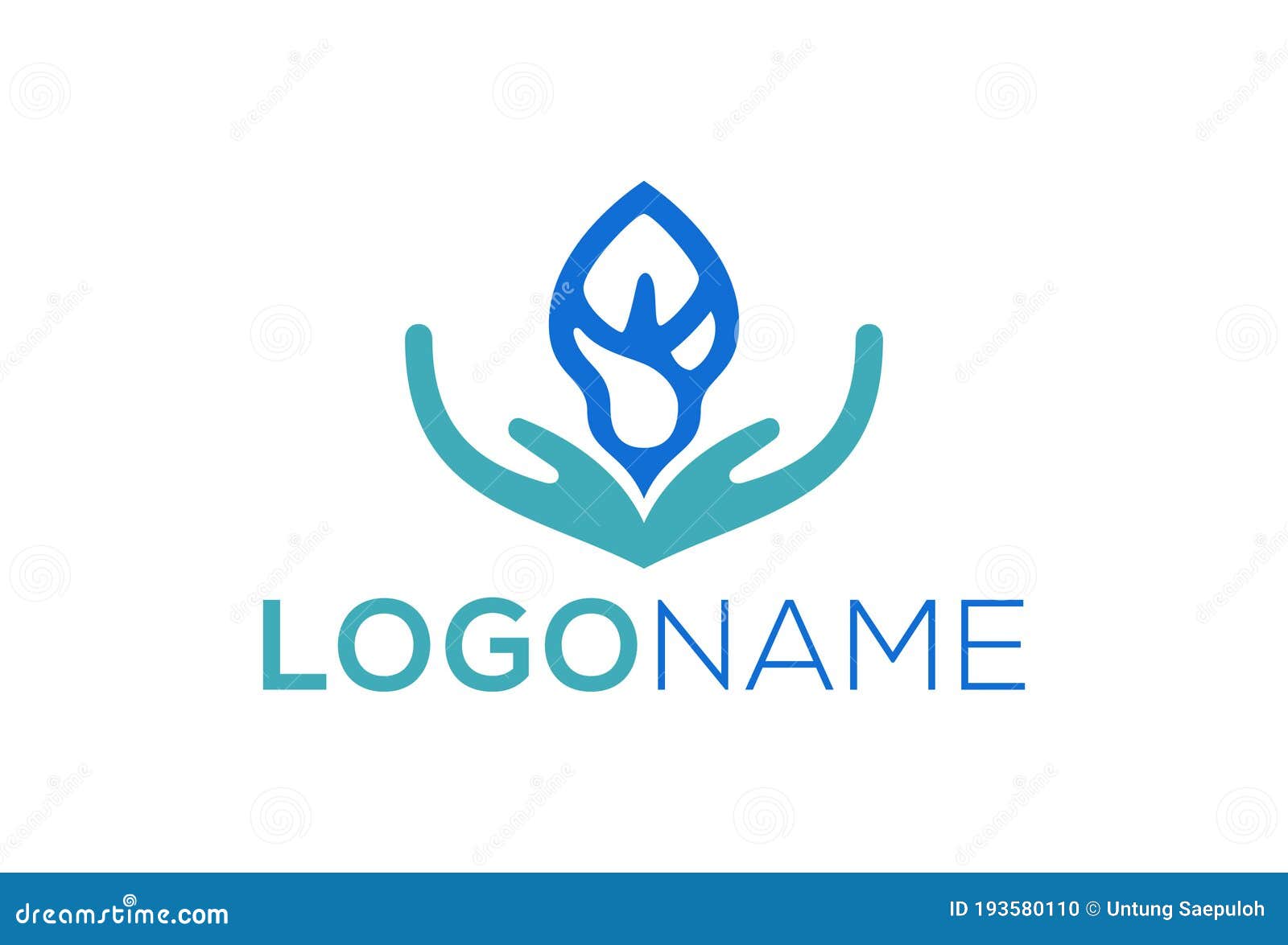 Blue Abstract Lily Flower Horn Logo Design Stock Vector Illustration