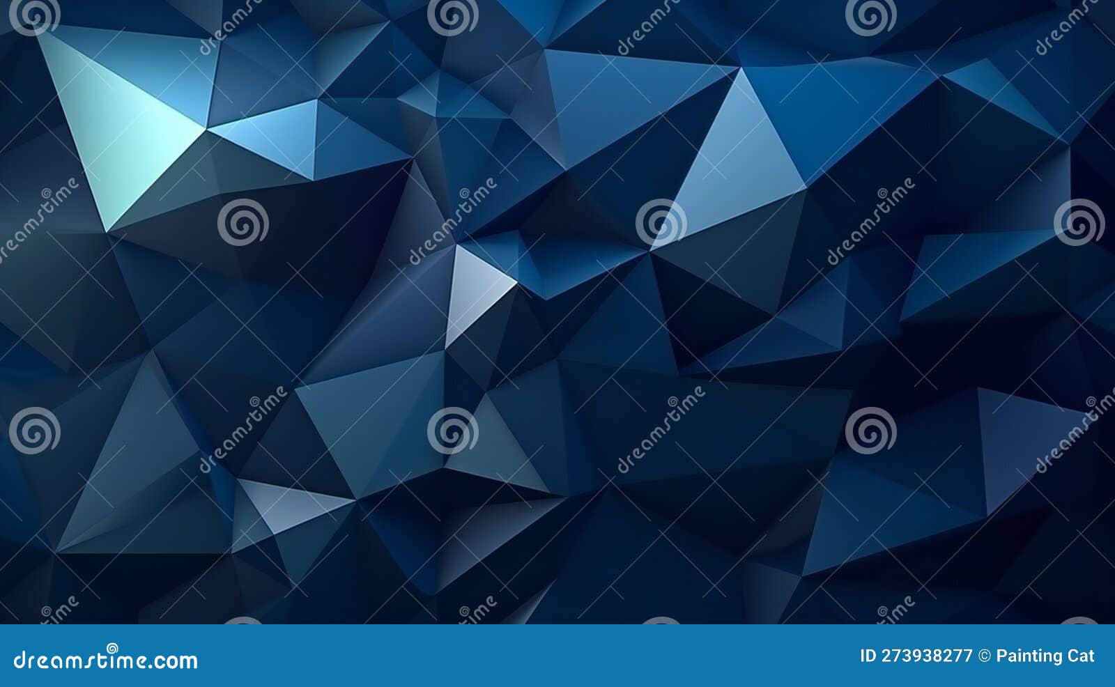 Blue Abstract Polygonal Background, Low Poly Style Stock Image Image