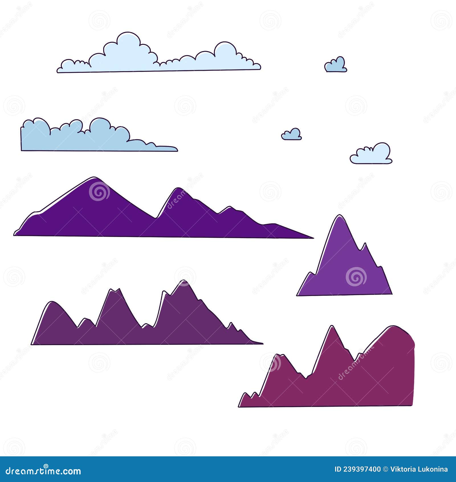 Blue Abstract Vector Mountain Art in Modern Style. Abstract Art