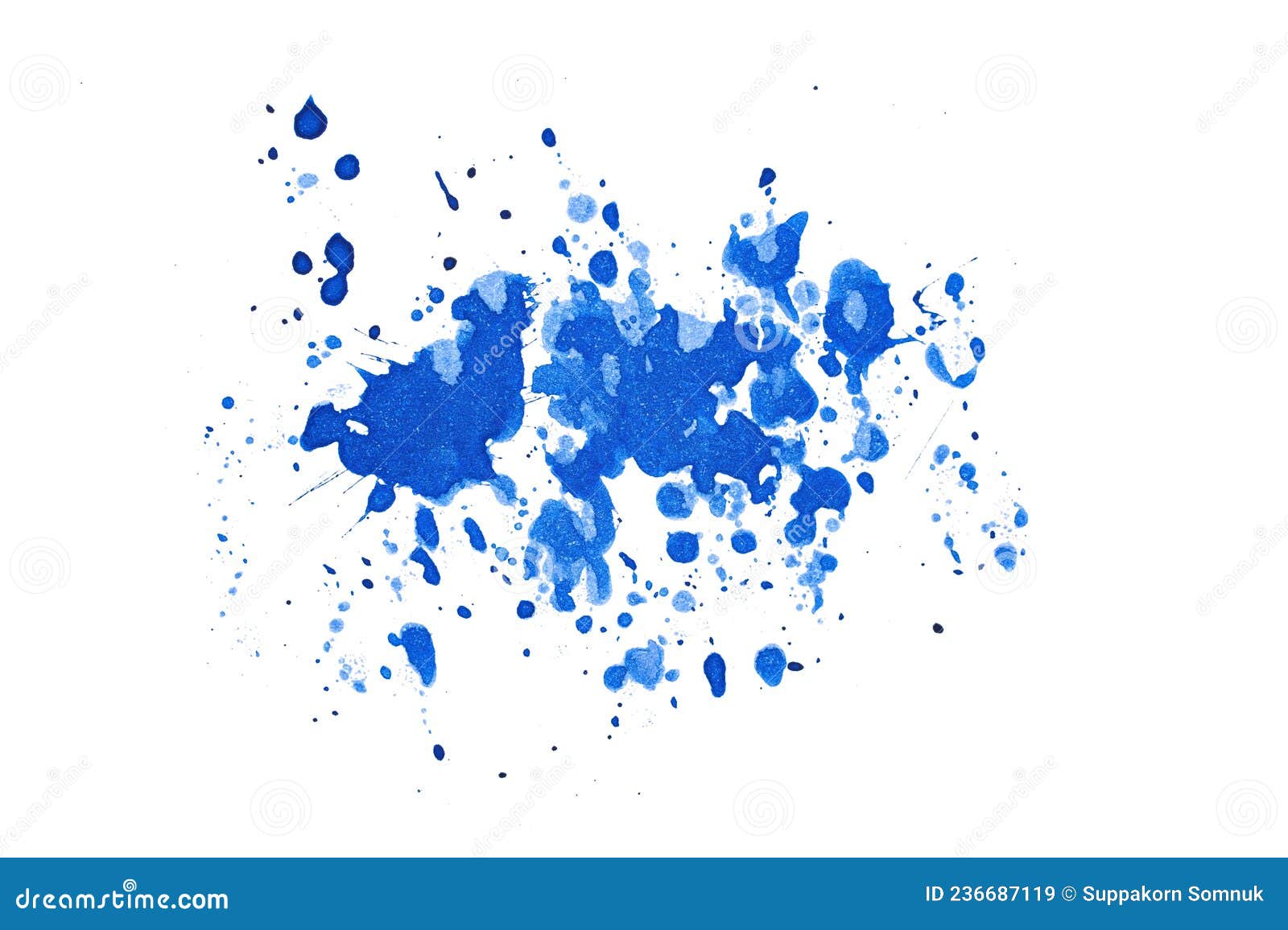 Blue Abstract Watercolor Paint Brush Stroke Texture Isolated on White ...