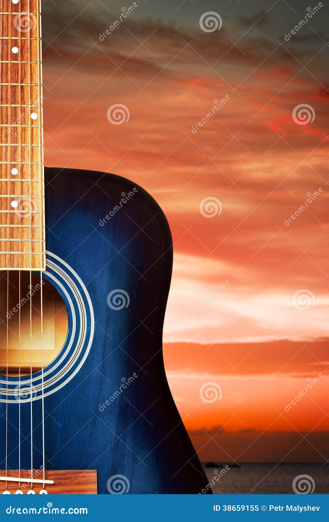 Blue Acoustic Guitar stock image. Image of blue, audio 38659155