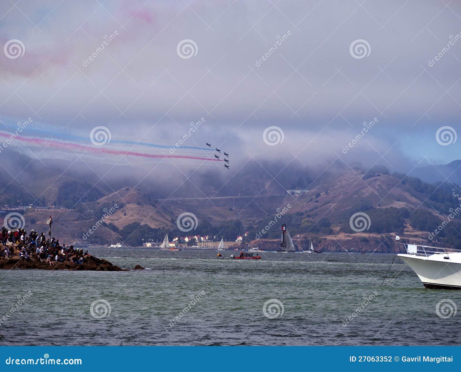 Blue Angel Planes Flying Above San Francisco Bay Editorial Photography