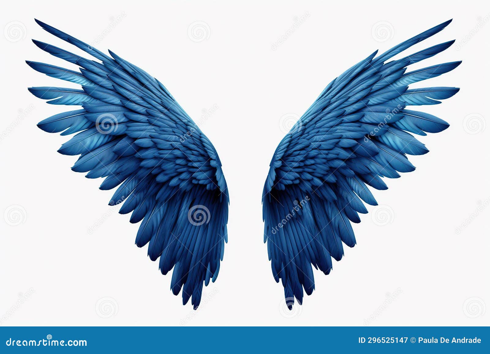 Blue Angel Wings on a White Background Stock Illustration
