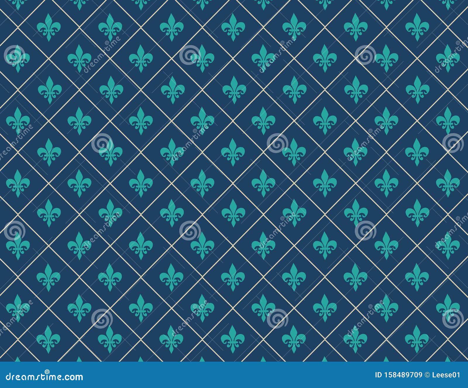Blue and Aqua Fleur De Lis Wallpaper Illustrazione di Stock