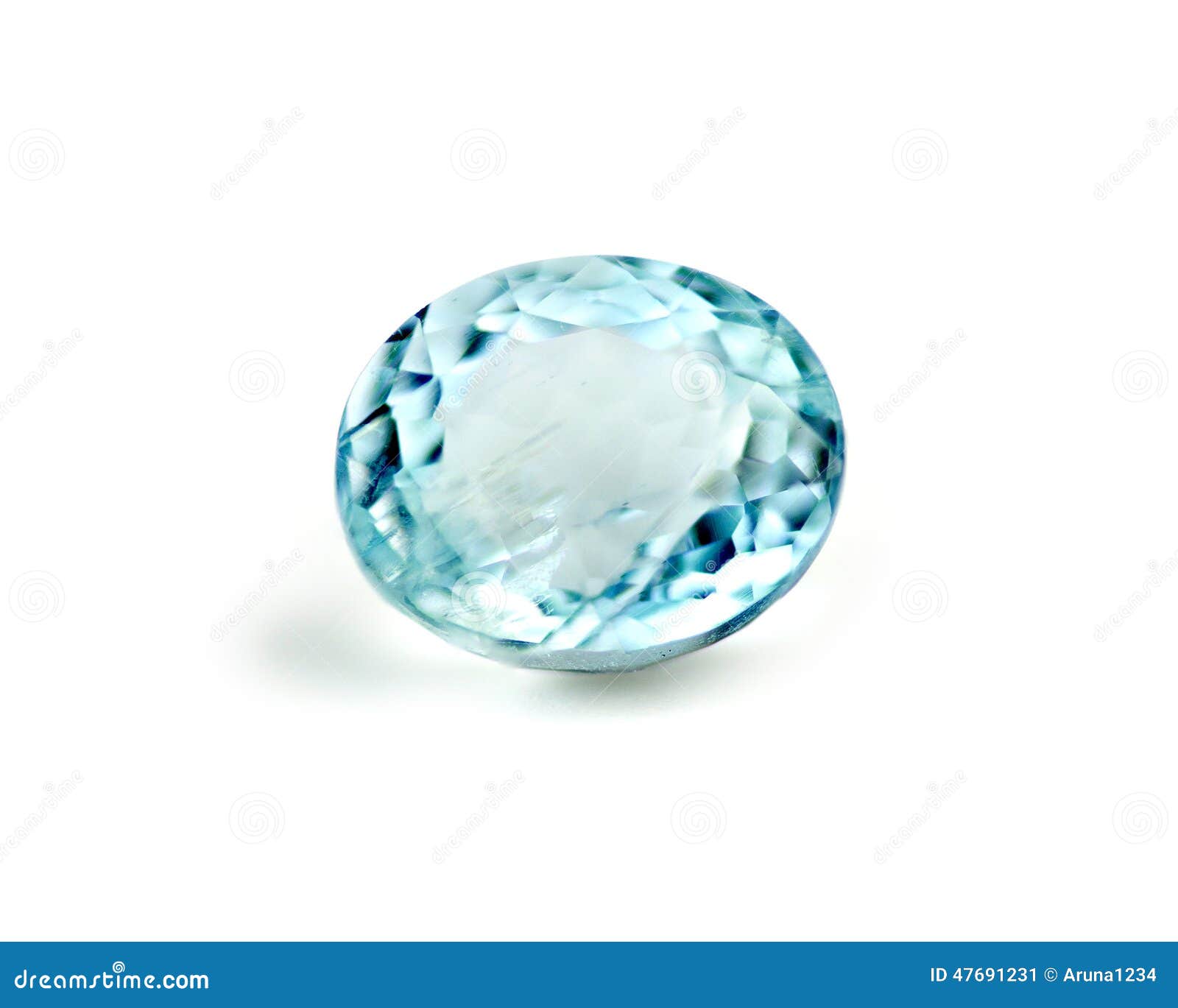 Blue Aquamarine Gemstone Isolated on White Stock Image Image of
