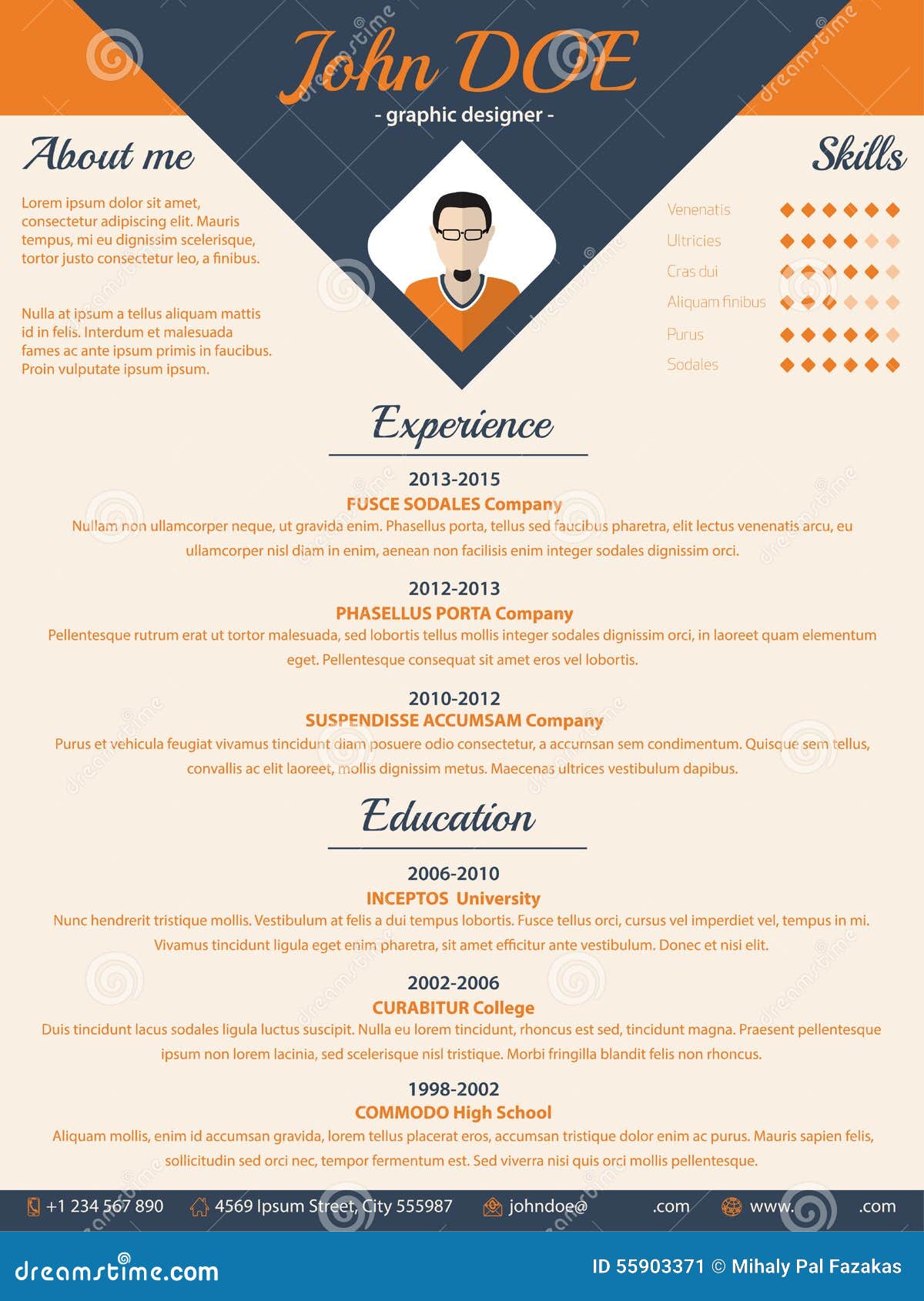 Blue Arrow Cv Resume Curriculum Vitae Template Stock 