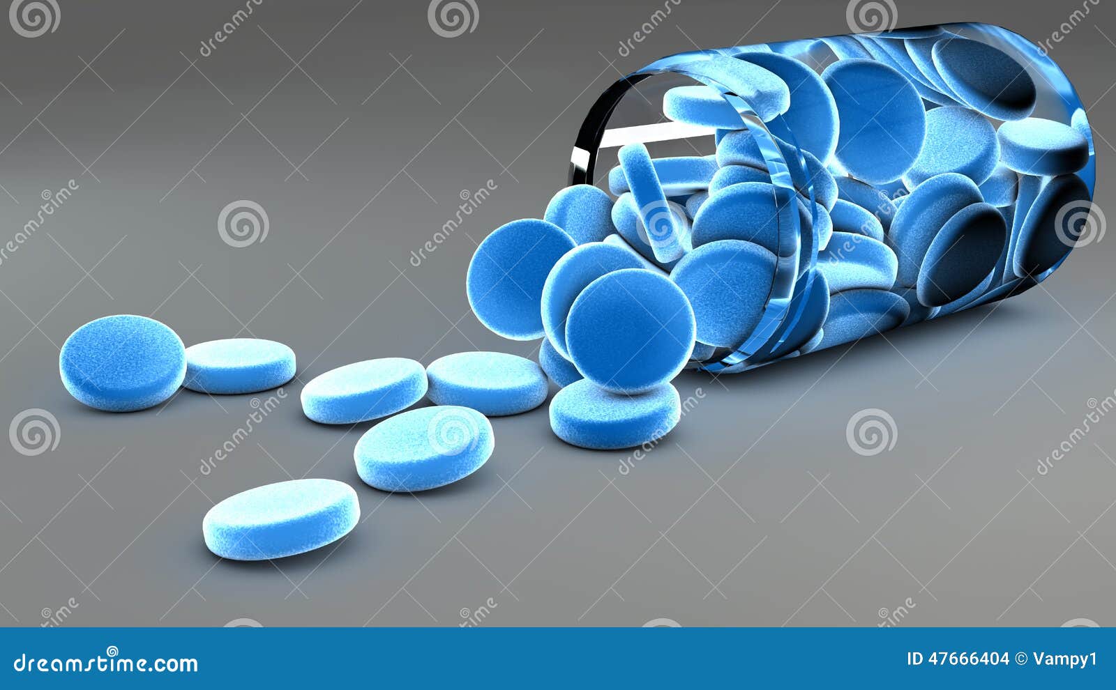 Blue Aspirin Pills and Bottle Stock Illustration Illustration of