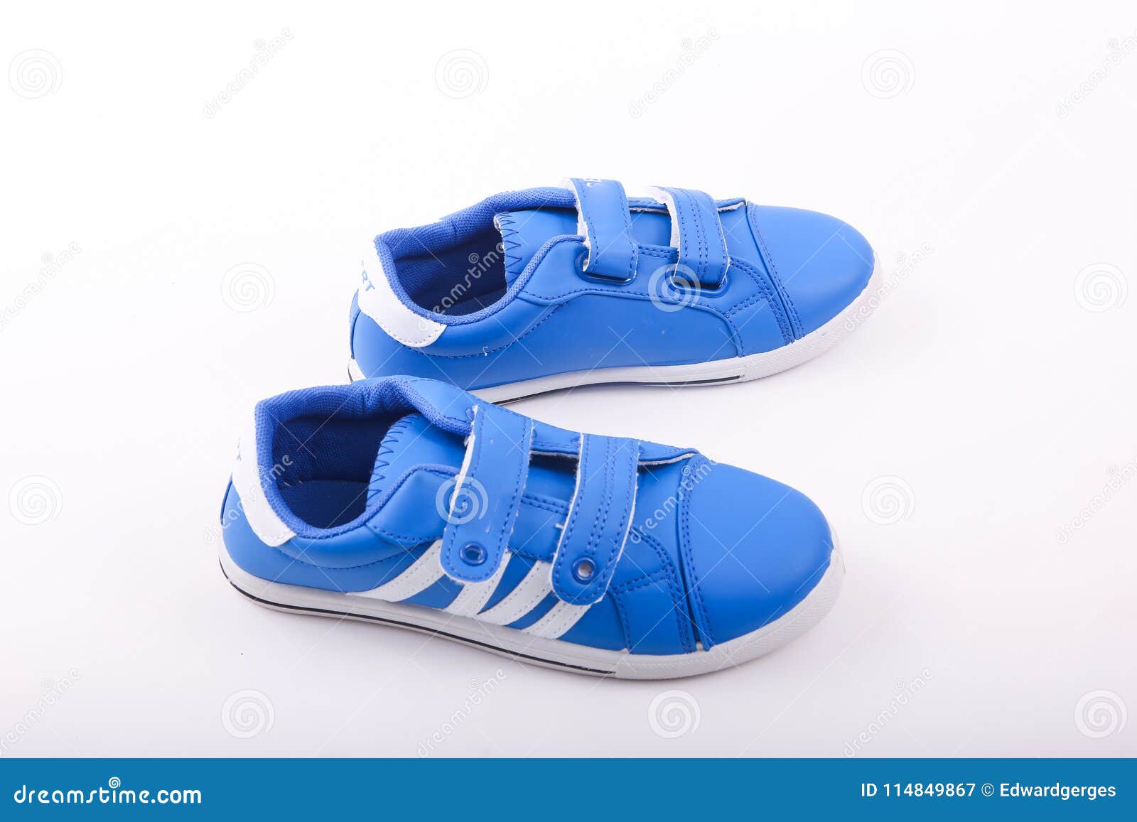 Blue Athletic Shoe stock image. Image of over, boot - 114849867
