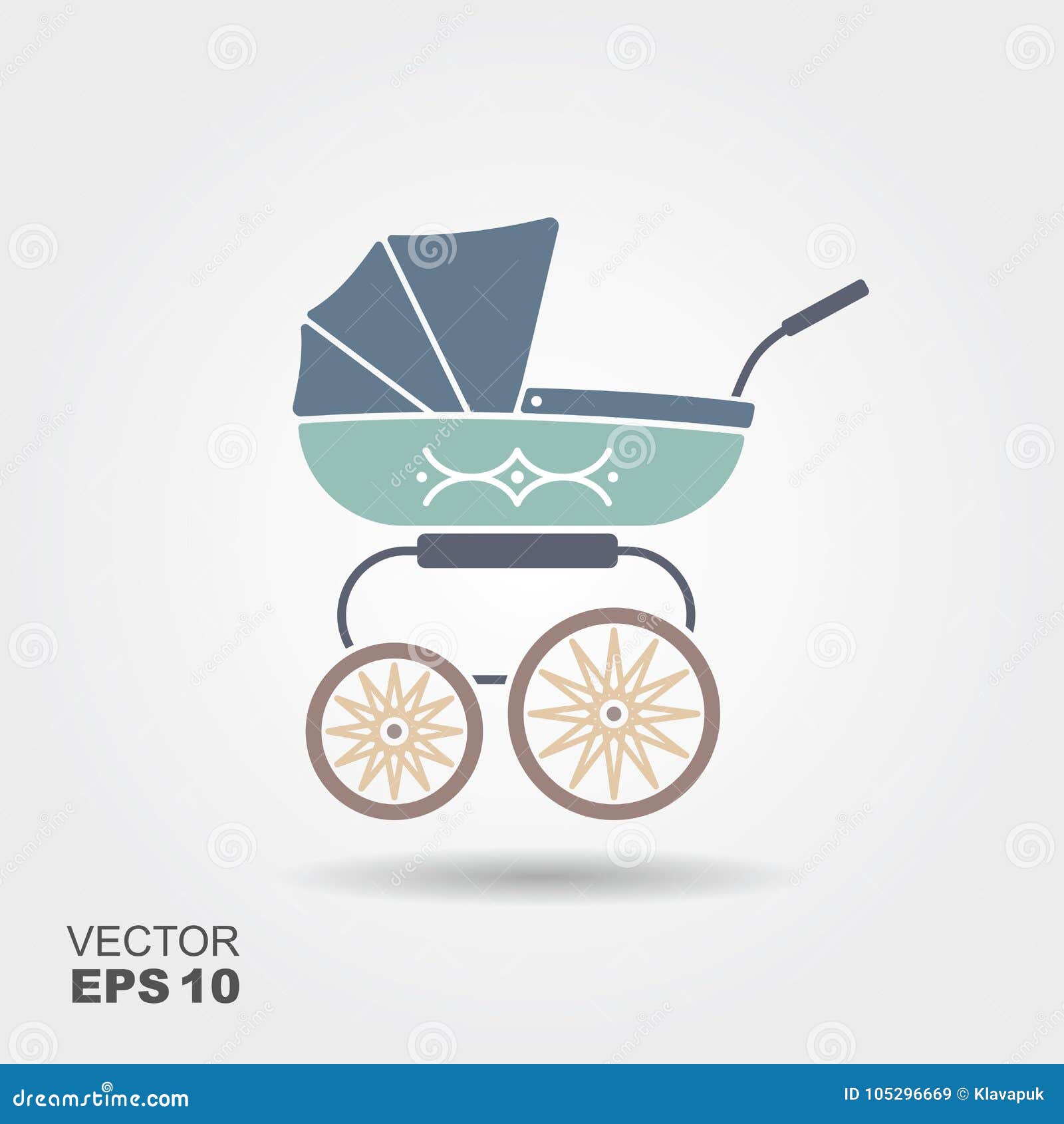 Download Blue baby pram icon stock vector. Illustration of babysitting - 105296669
