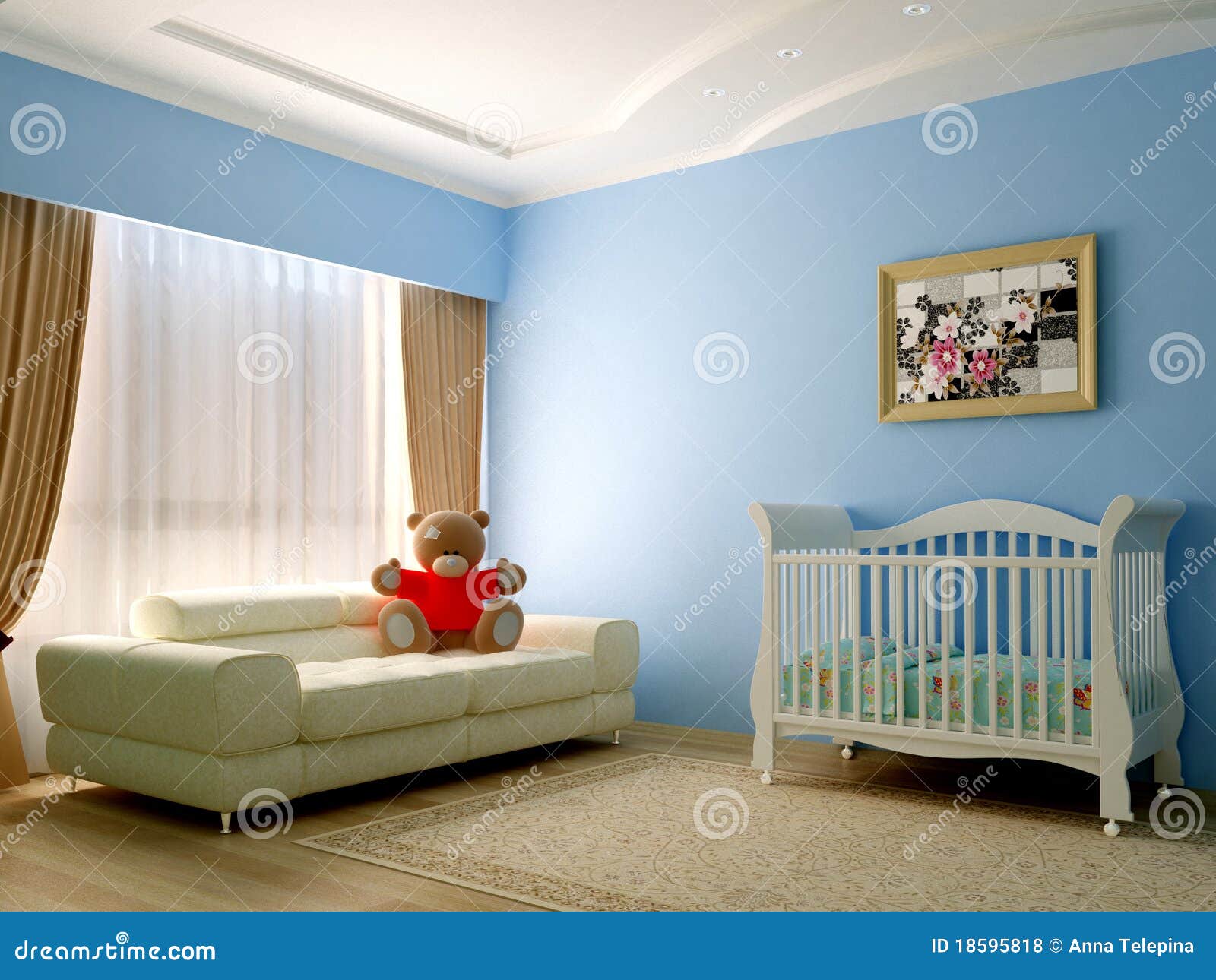 Blue babyroom stock photo. Image of decorating, furniture 18595818