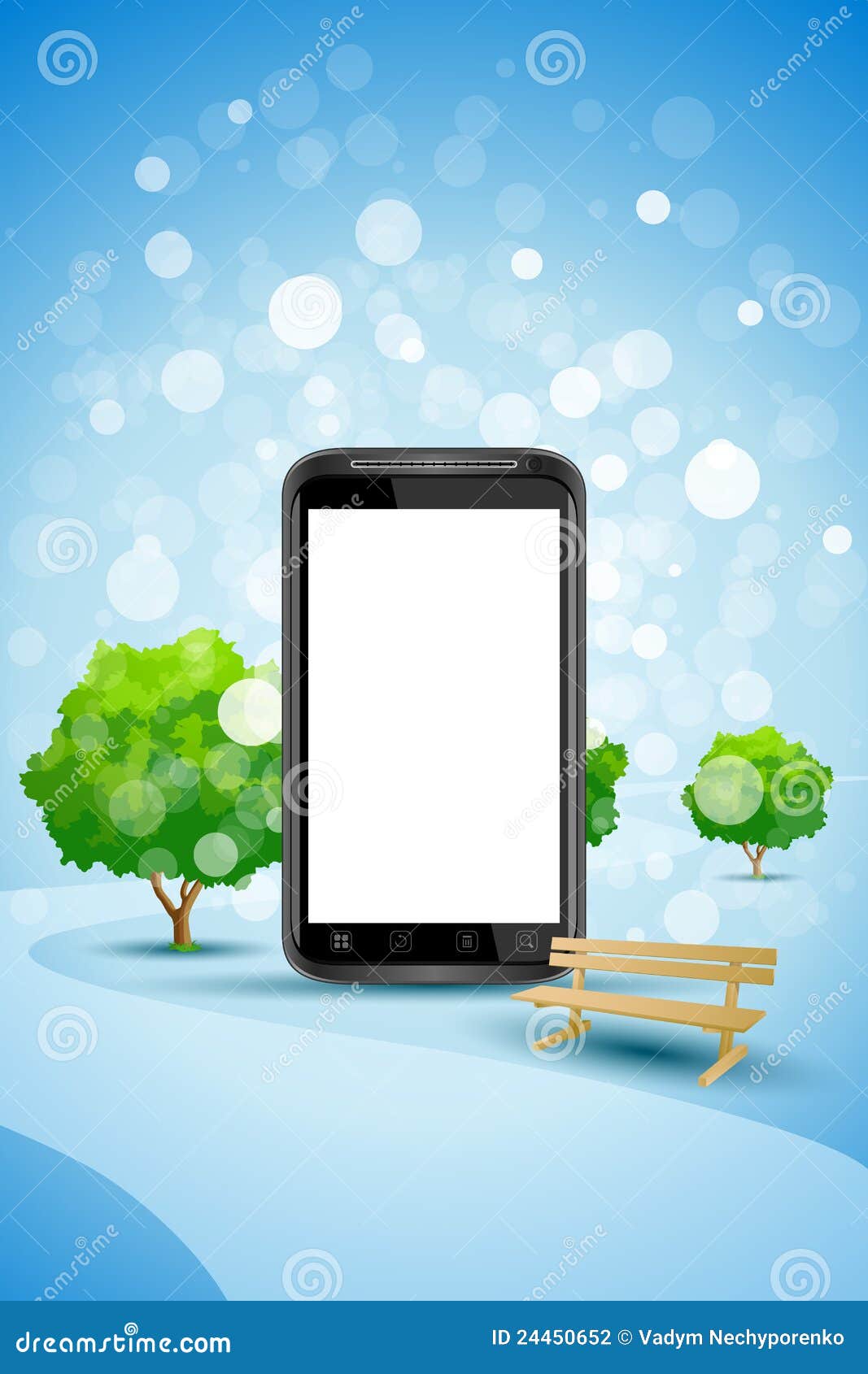 Blue Background With Empty Mobile Phone Stock Vector Image 24450652