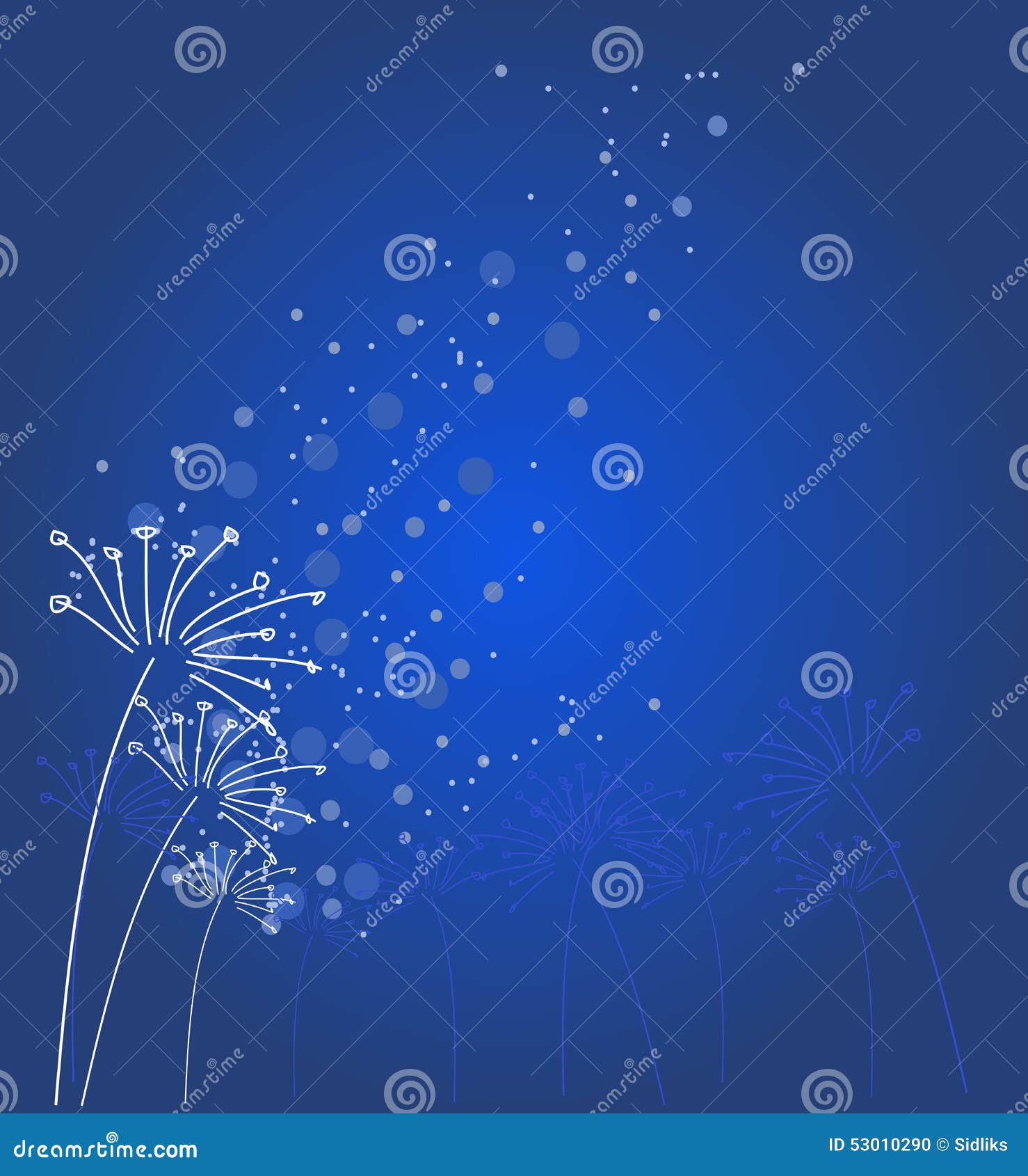 Blue Background with Flowers Decoration Stock Illustration