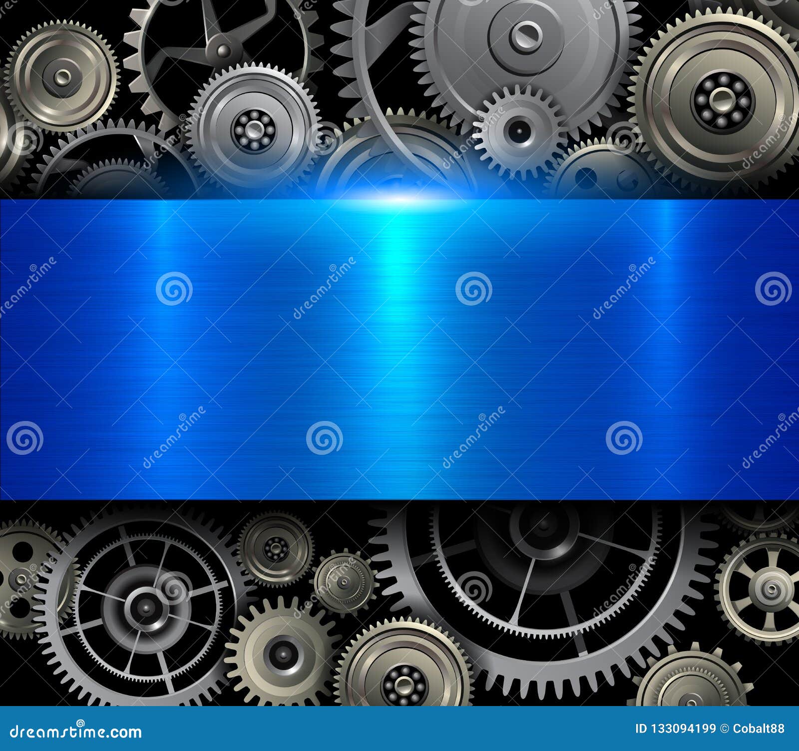 Blue Background Metallic with Gears Stock Vector - Illustration of