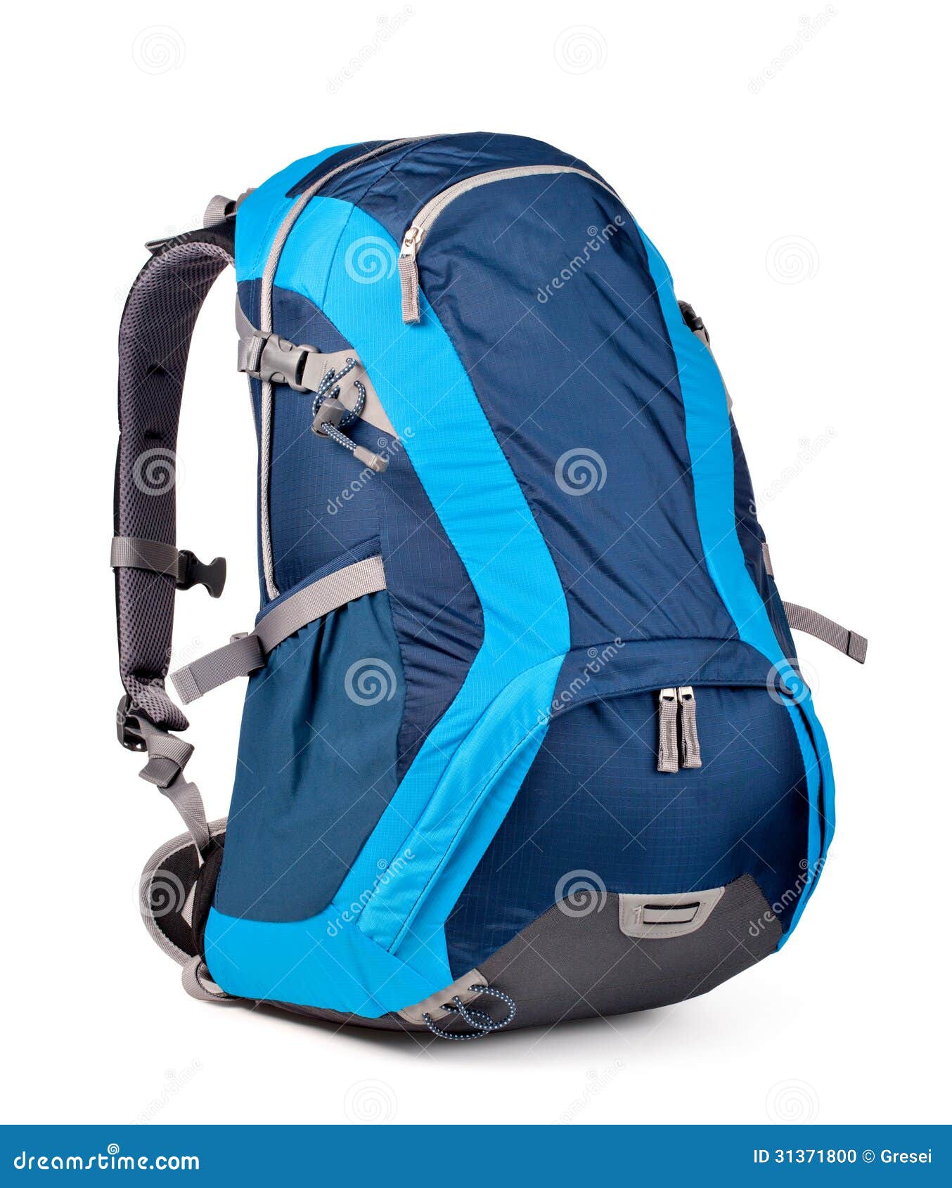 Blue backpack stock photo. Image of outdoor, white, backpacker 31371800
