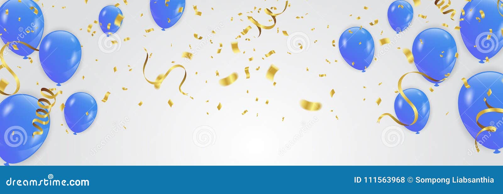 Blue Balloons, Vector Illustration. Celebration Background Template