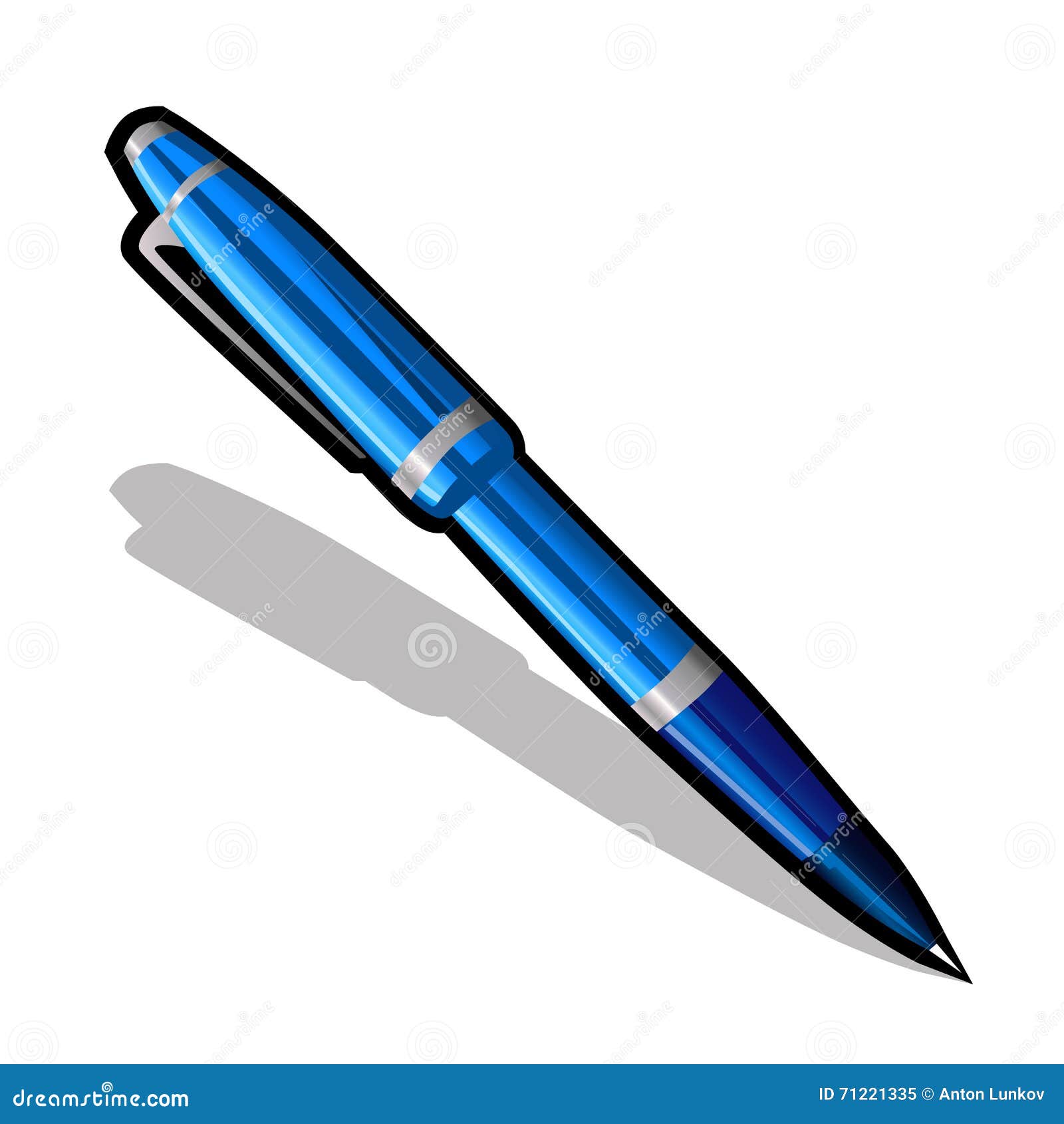 Blue Ballpoint Pen on a White Background Stock Vector - Illustration of
