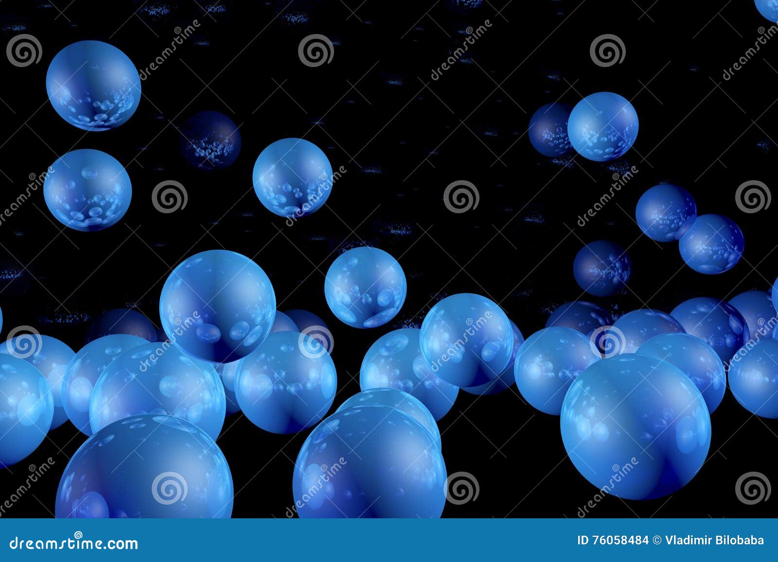 Blue Balls on a Black Background Stock Illustration Illustration of