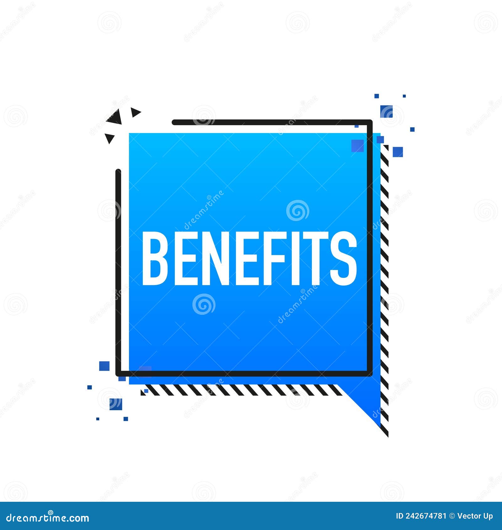 Blue Banner with Benefits Sign. Vector Illustration Stock Vector Illustration of perk
