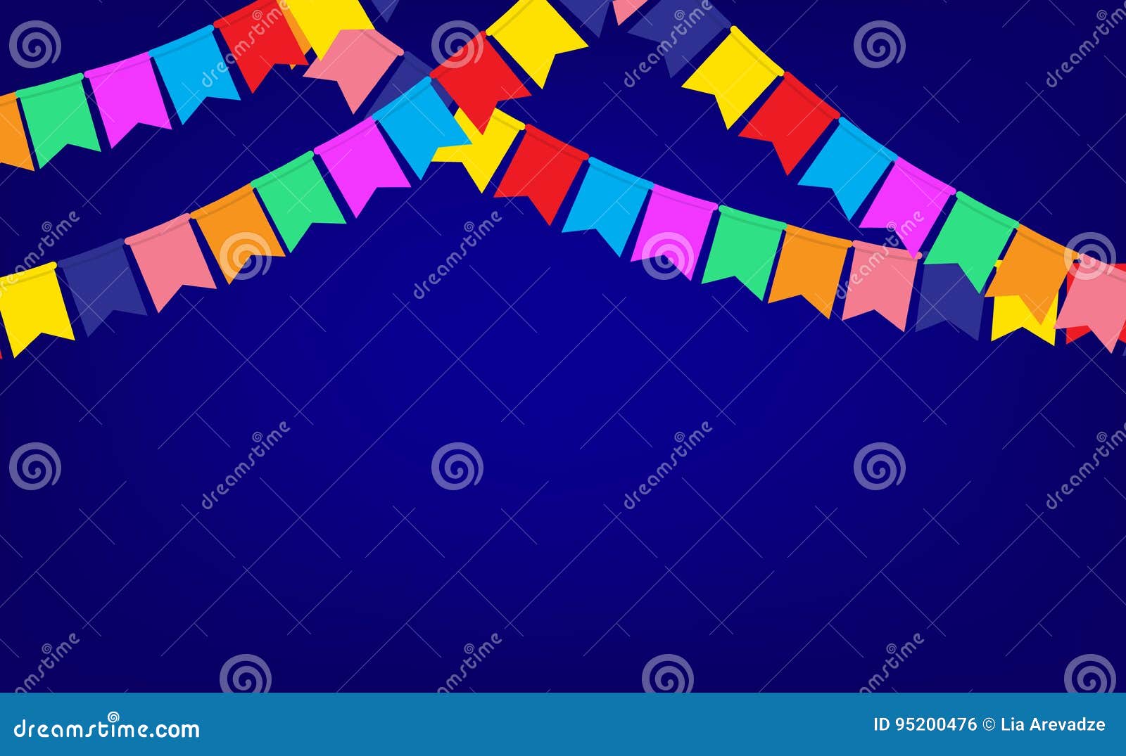Blue Banner with Garland of Color Party Flags Stock Vector Illustration of flags, design 95200476