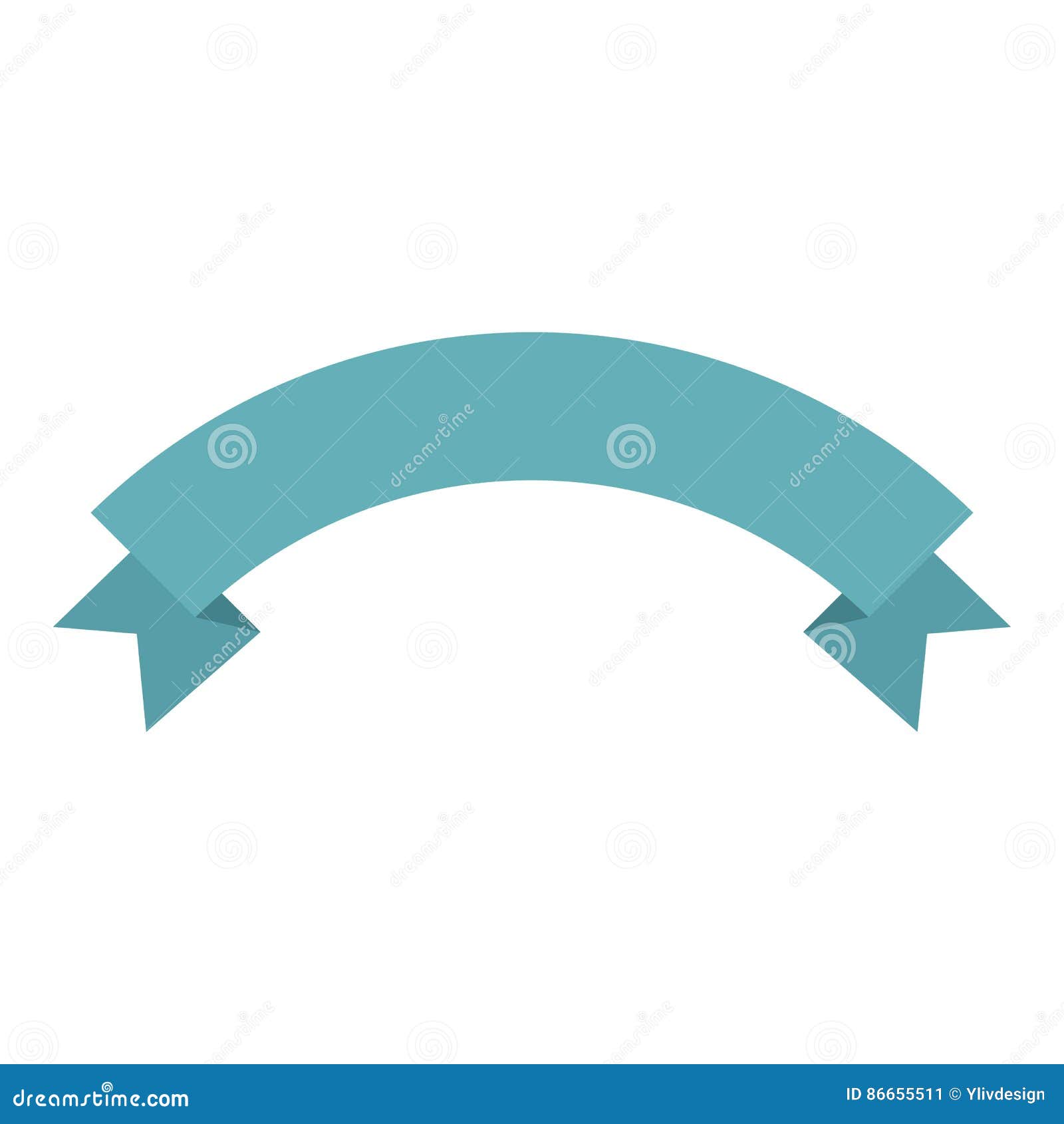 Blue Banner Ribbon Icon, Flat Style Stock Vector Illustration of