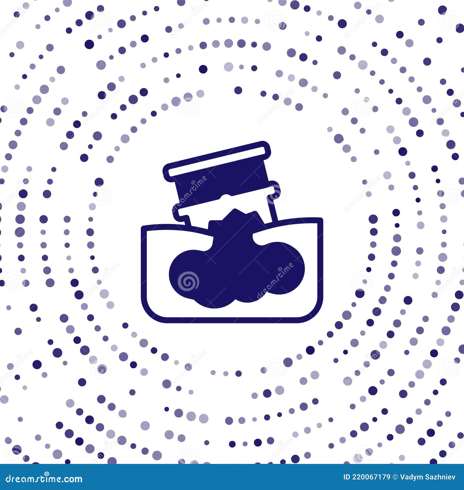 blue barrel oil leak icon  on white background. abstract circle random dots. 