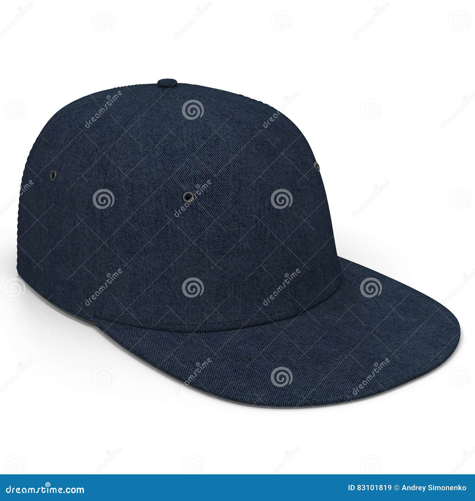 Blue Baseball Hat on White. 3D Illustration Stock Illustration