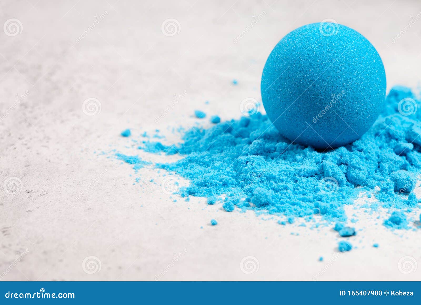 Blue Bath Bomb on White Tabletop Stock Photo Image of bomb, space