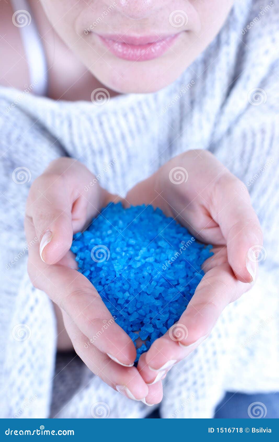 Blue bath salt stock photo. Image of salt, young, expressive 1516718