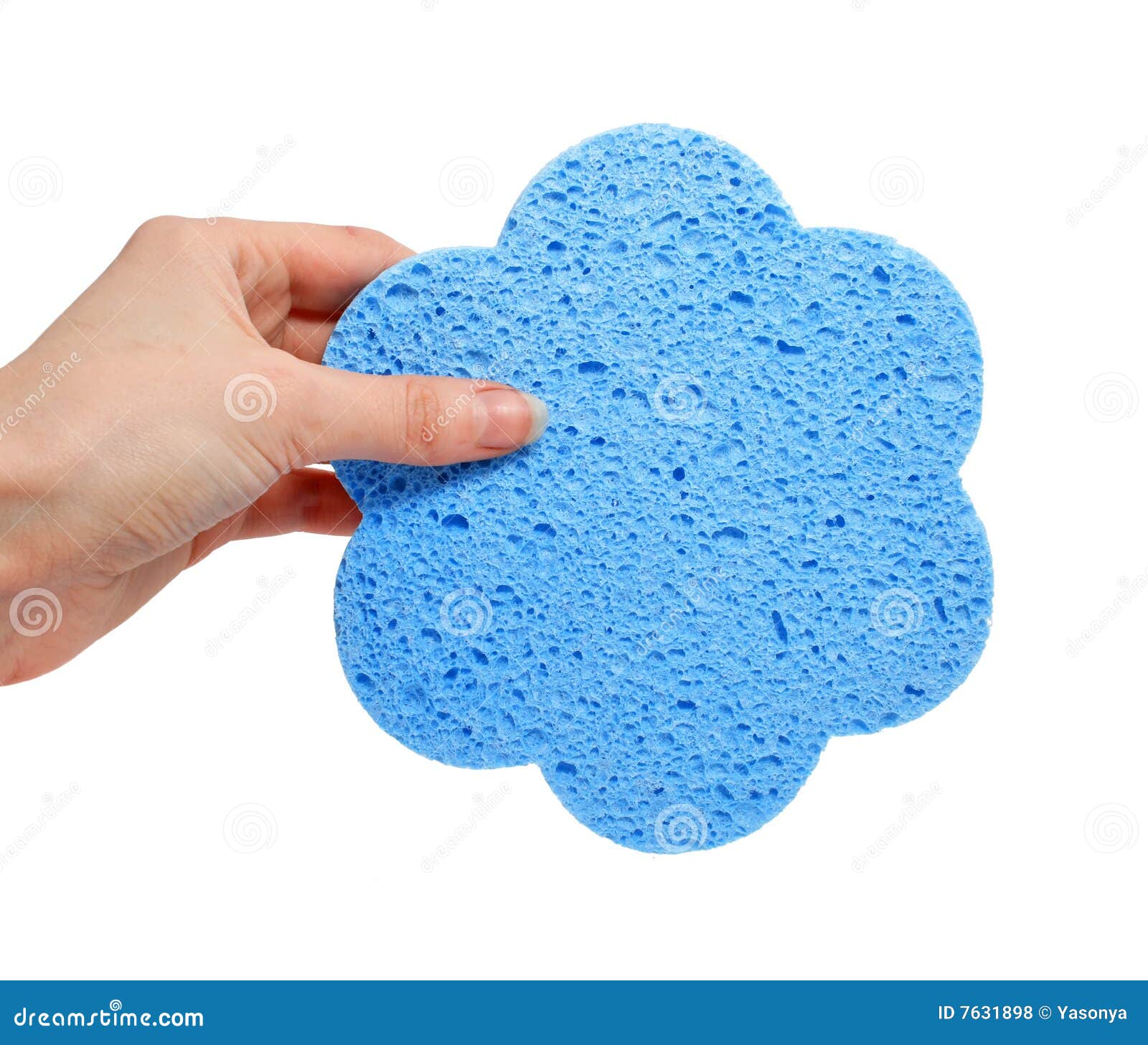 Blue Bath Sponge In The Hand Isolated Stock Photo Image of sponge