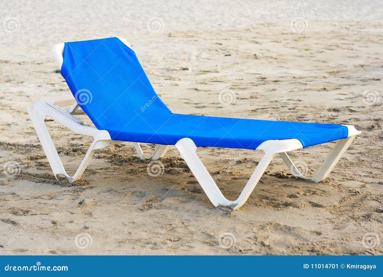 Blue Beach Chair in a Deserted Beach Stock Image Image of relaxation
