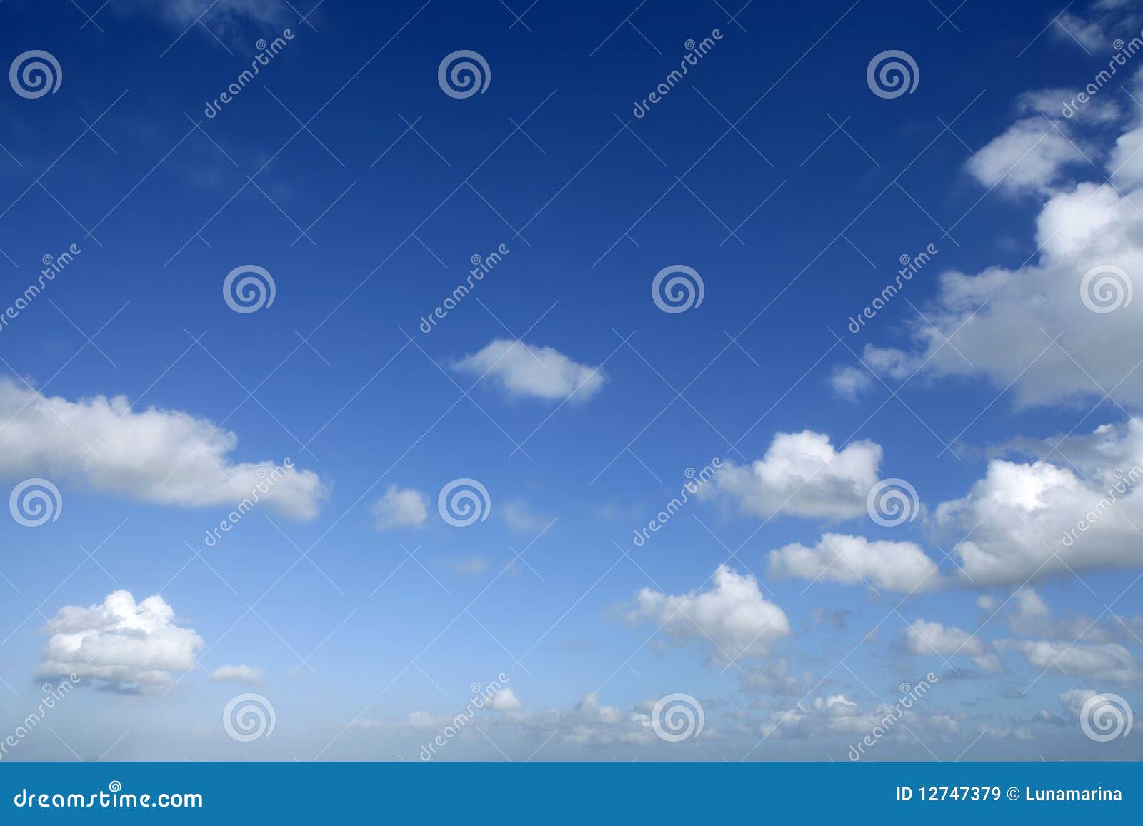 Beautiful blue sky with white clouds. Wide angle view. 17659598