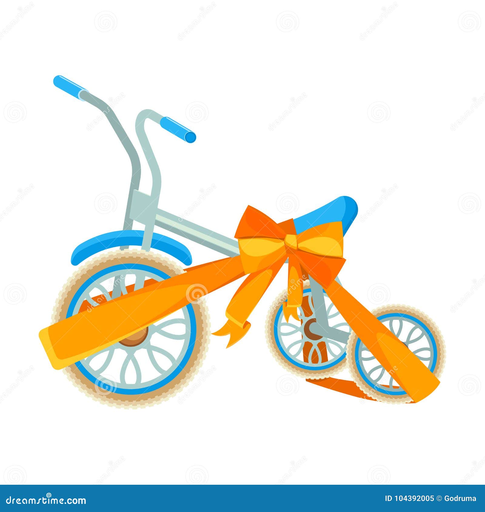 Blue Bicycle in Decorative Wrapping Ribbon with Bow Vector Stock Vector
