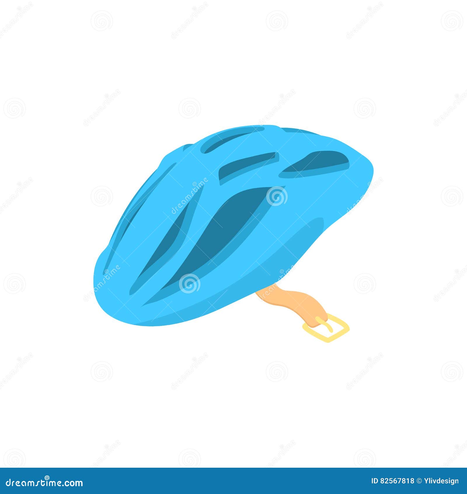 Blue Bicycle Helmet Icon, Cartoon Style Stock Vector Illustration of