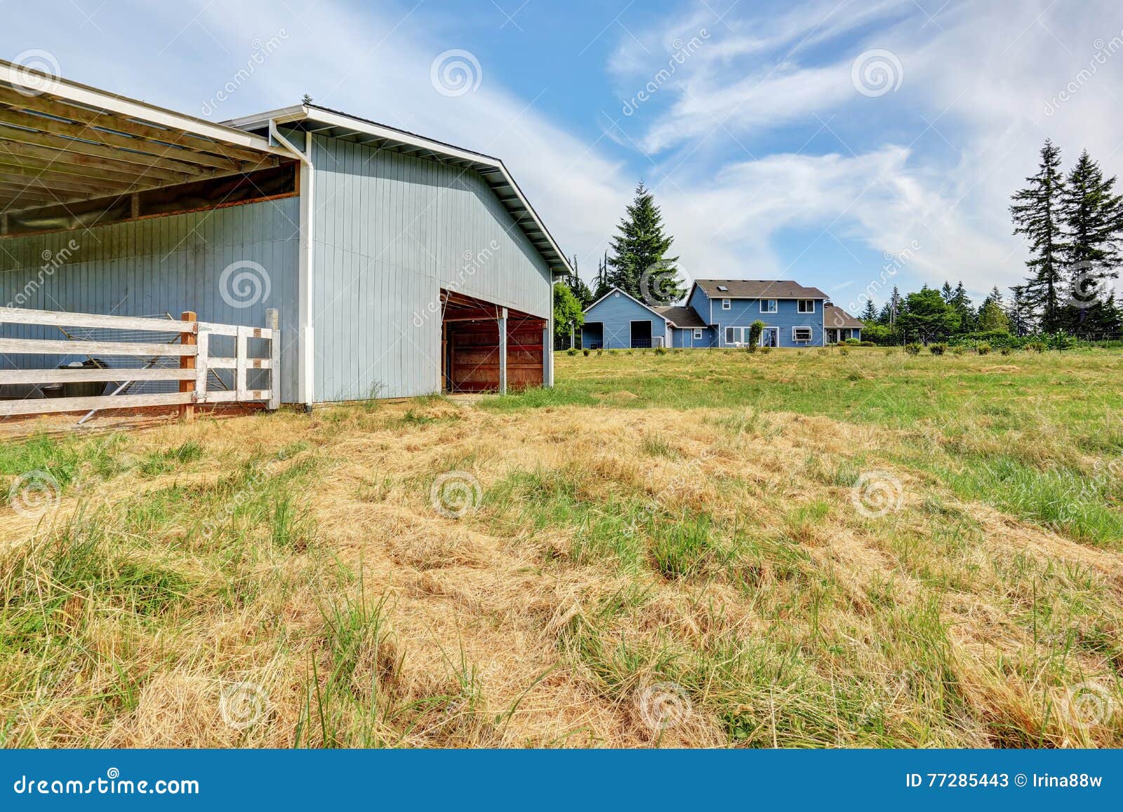 Blue Big Barn At The Backyard Stock Image Image Of Interior