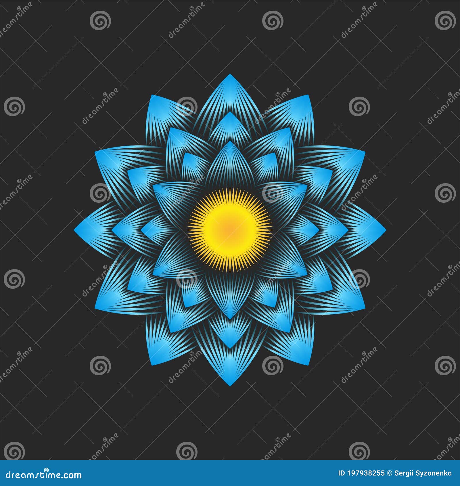 Blue Big Dahlia Flower Logo, Floral Decoration Pattern, Many Petals ...