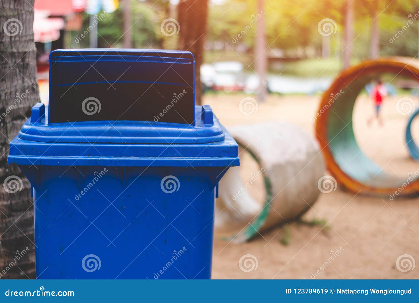 The Blue Bin is a Nonrecyclable Waste Bin. Stock Image Image of