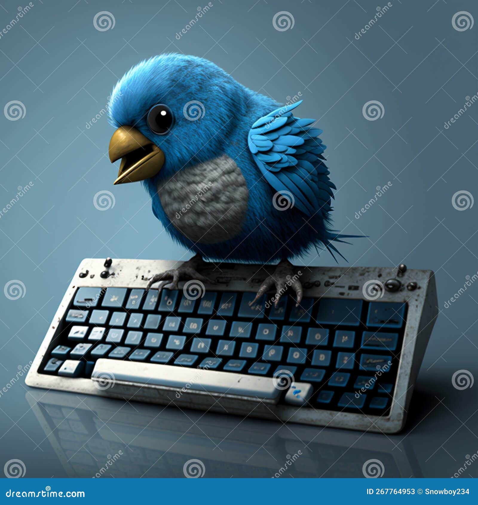 blue bird angry with negative tweets. generative ai