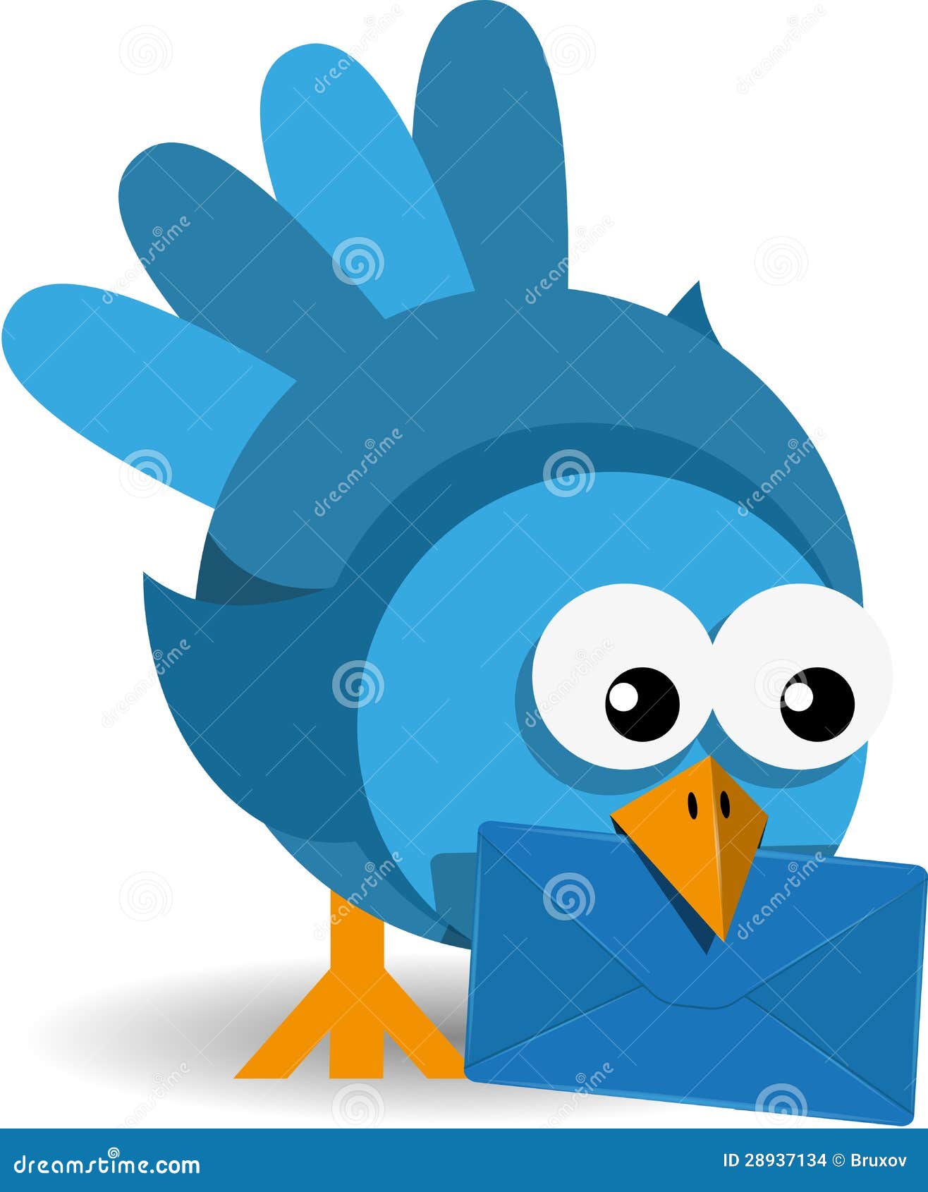 Blue Bird with a Blue Envelope Stock Vector Illustration of