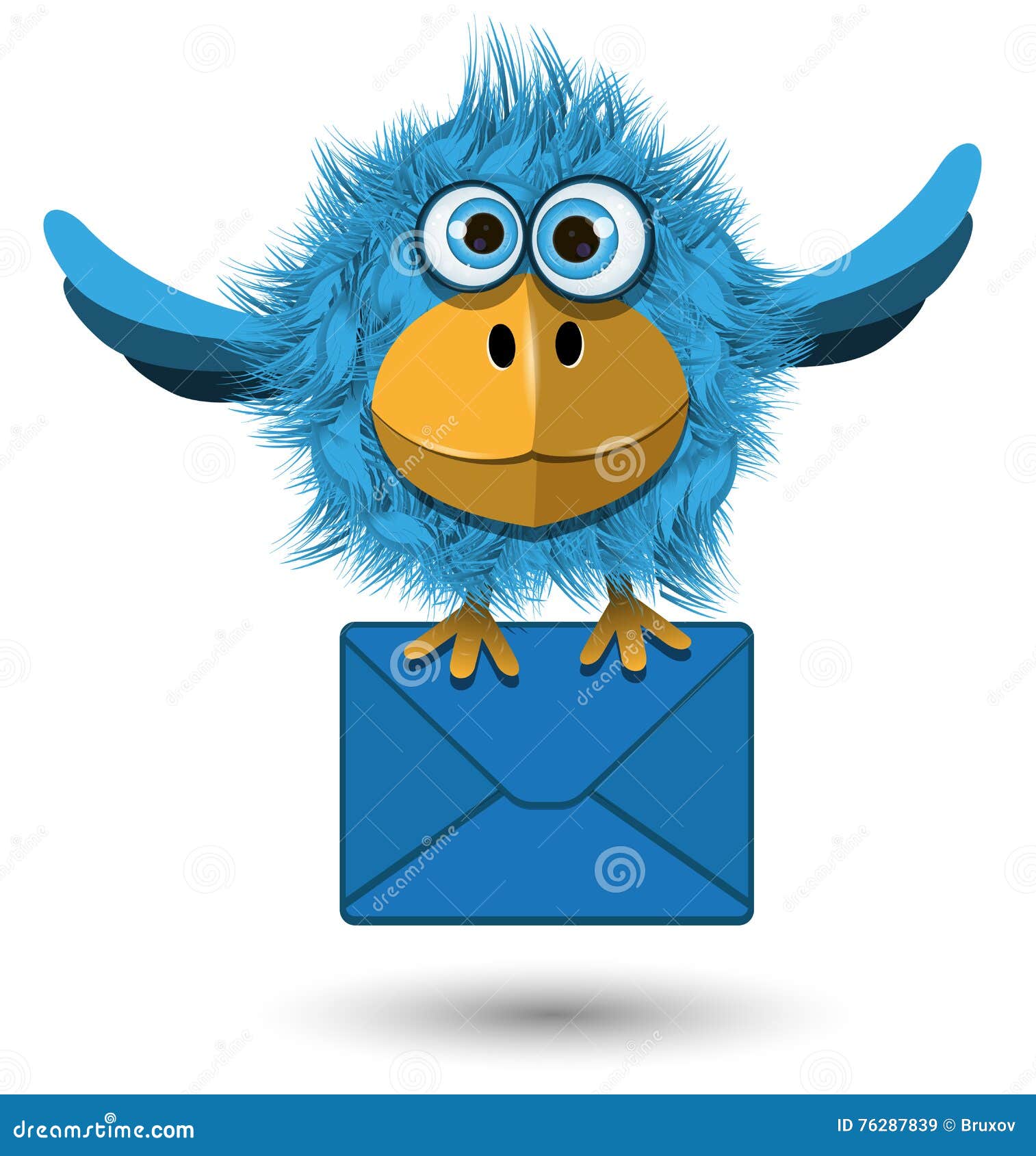 Blue Bird with a Blue Envelope Stock Vector Illustration of