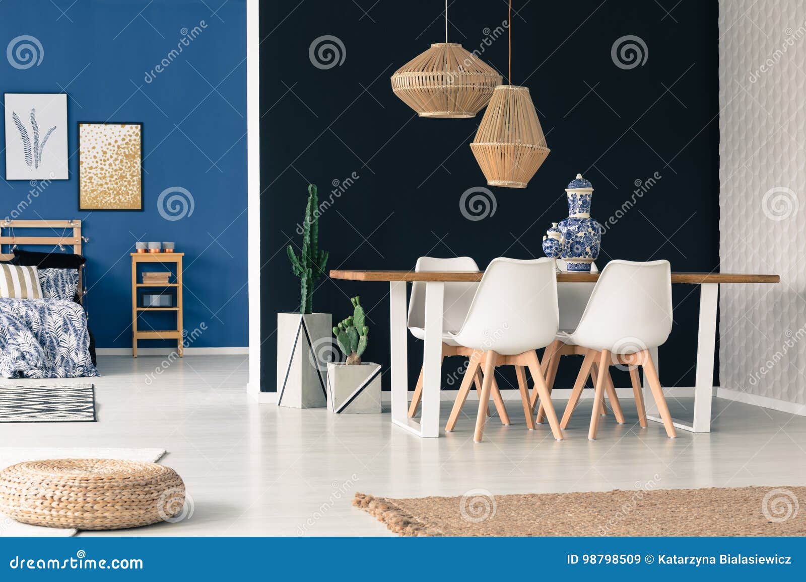 Blue and Black Interior Inspiration Stock Image Image of black, bulbs